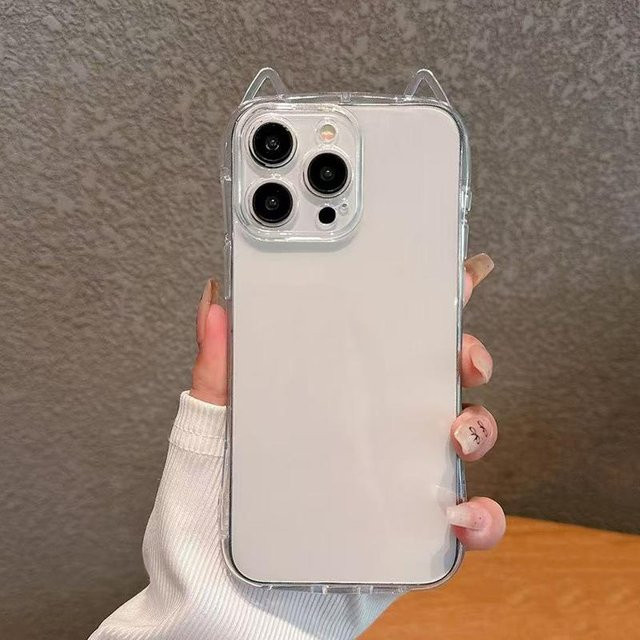 Transparente Handyhülle mit 3D-Katzenohren von Tuiying002 für iPhone, Farbe: Grau - Bild 1