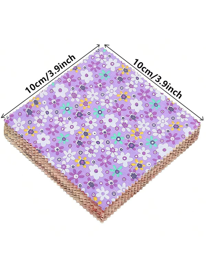 100 Stück Bunter Patchwork-Stoff mit Blumenmuster für DIY Nähen und Basteln, Multicolor, 10 cm - Bild 2