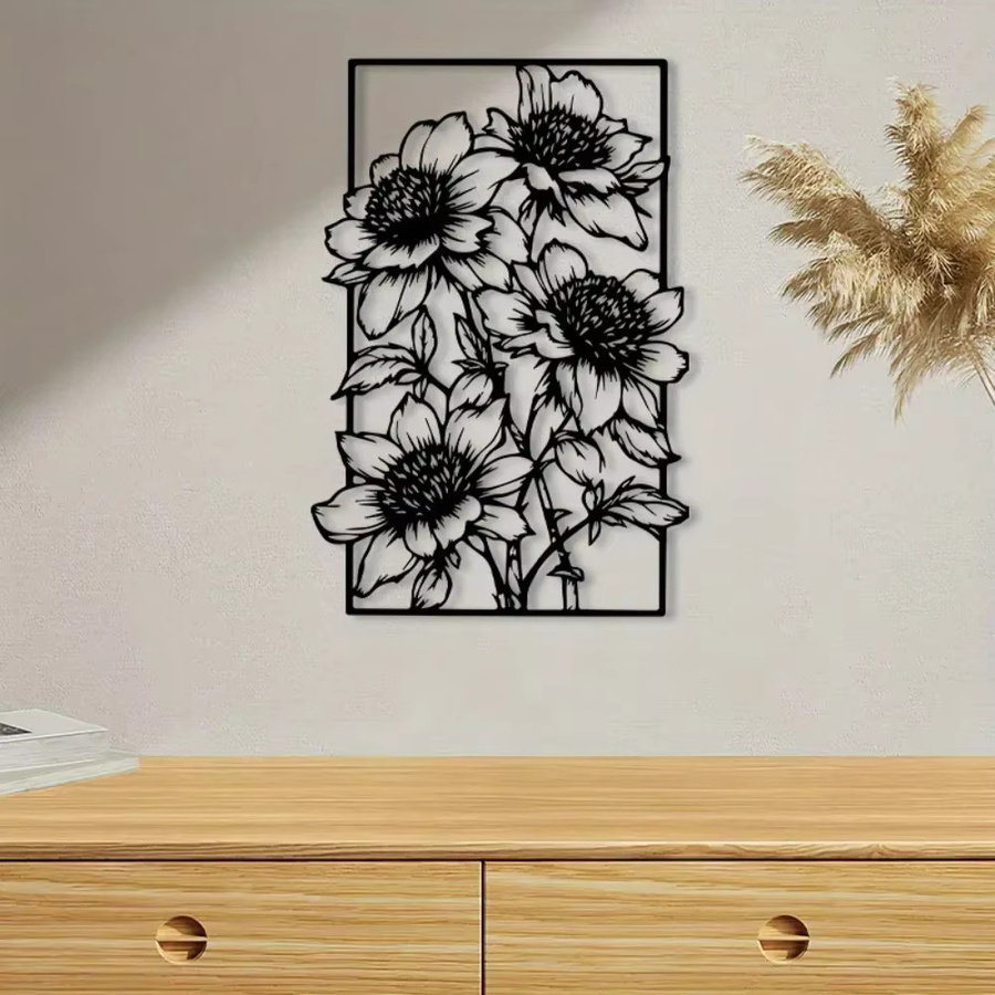 CIFBUY Vintage Wandkunst aus Metall mit floralem Design in Schwarz als Oster-Ornament - Bild 3