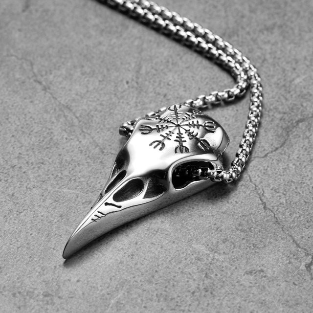 Viking Crow Halskette mit Anhänger, Edelstahl, Silber, Unisex - Bild 1