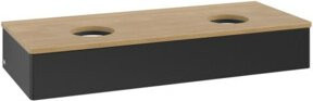 V&B Antao Waschtischunterschrank mit LED-Beleuchtung, Blau, Eiche Honig, B/T/H: 120 x 50 x 19 cm - Bild 1