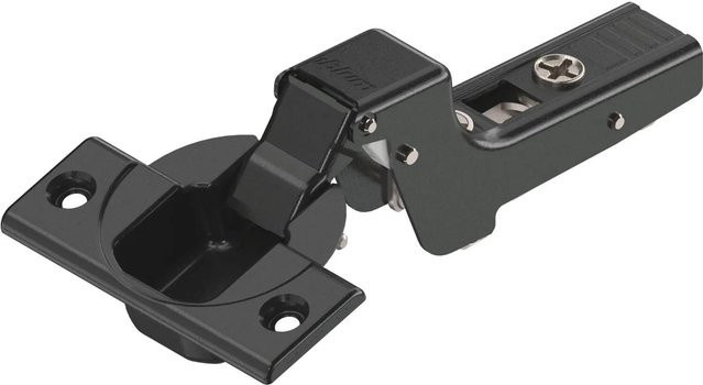 Blum Clip Top Scharnier 110 Grad Gekröpft ohne Feder Onyx Schwarz Matt mit Schrauben - Bild 1