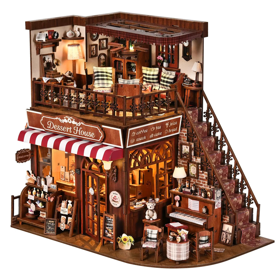 ASLOWSNAIL Niedliches Kuchenladen, 3D Holzpuzzle, Buchnischen-Set - Bild 5