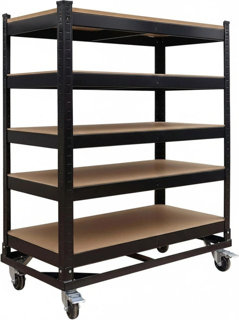 Relaxdays Etagenwagen aus Stahl und MDF in Schwarz, 5-lagig und höhenverstellbar, B/T/H: 110 x 90 x 45 cm - Bild 1