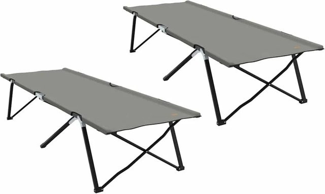 vidaXL 2er Set Klappbare Camping Schlafbetten aus Stahl und Oxford-Stoff in Grau, B/T/H: 76 x 206 x 47 cm - Bild 1