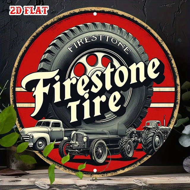 Potdemiel Vintage Trucks Metallwandkunst Retro-Garagendekoration aus Aluminium in Rot und Schwarz, Durchmesser: 20 cm - Bild 1