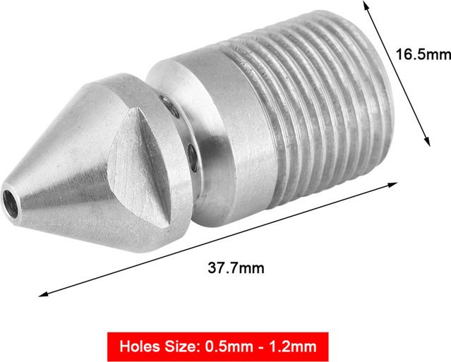 Fdit Kanalreinigungsdüse aus Edelstahl SS304 in Silber mit 3/8 BSP Außengewinde - Bild 1