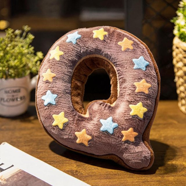 Kawaii Donut Buchstaben Kissen aus Plüsch, Bunte Englische Buchstaben Plüschtiere für Party-Deko und Spiel, Höhe: 40 cm - Bild 1
