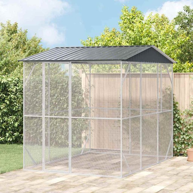 vidaXL Vogelkäfig aus verzinktem Stahl in Anthrazit B/T/H: 227 x 310 x 247 cm - Bild 2