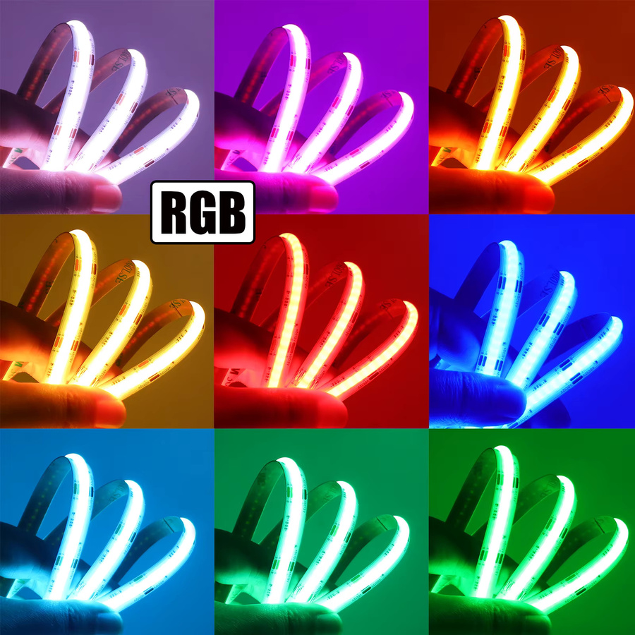 HEGEHE RGB COB LED-Streifen Set, Hochhelle punktlose Multicolour LED-Bänder mit 840 LEDs/m, 12V/24V, flexibel und zuschneidbar - Bild 2
