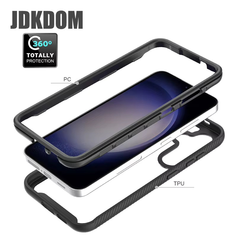 JDKDOM Stoßfeste Panzerhülle mit Vorderrahmenabdeckung für Samsung Galaxy S26 S25 S24 S23 Ultra S24 FE S25 Plus S24 Plus S23 Plus in Schwarz - Bild 5