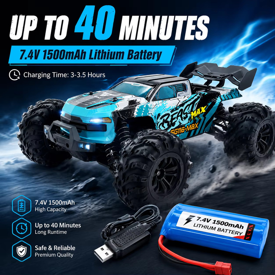 ZNLYRION SG116-MAX Bür Bürstenloser RC-Wagen, Offroad-Truck, 1:16 Maßstab, Metallstruktur, LED-Licht - Bild 4