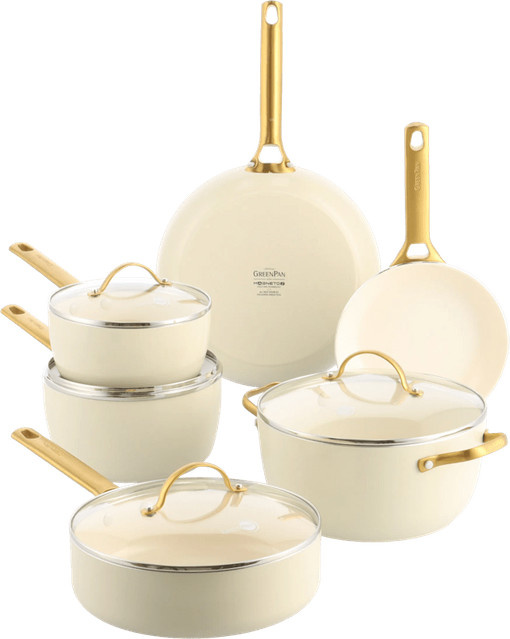 GreenPan Padova Reserve Topf- und Pfannenset 10-teilig aus Keramik in Cream White und Beige - Bild 1
