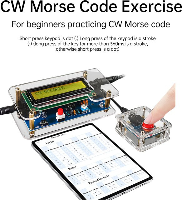 diymore Morsecode Decoder DIY Elektronik-Bausatz zum Löten mit US-Stecker, Mehrfarbig - Bild 1