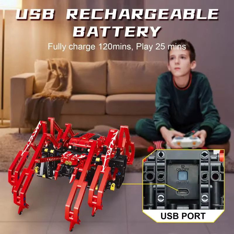 XMWL Technische RC Insekt Roboter Bausteine, Rote Spinne, 818 Teile - Bild 3
