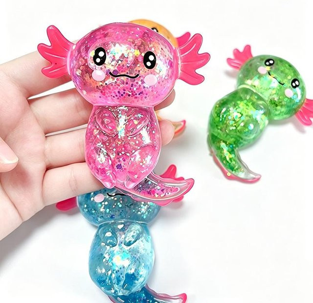 Binchi Outdoor Equipment Glitzer Maltose Axolotl Squishy Knetspielzeug, rosa, ab 14 Jahren - Bild 1