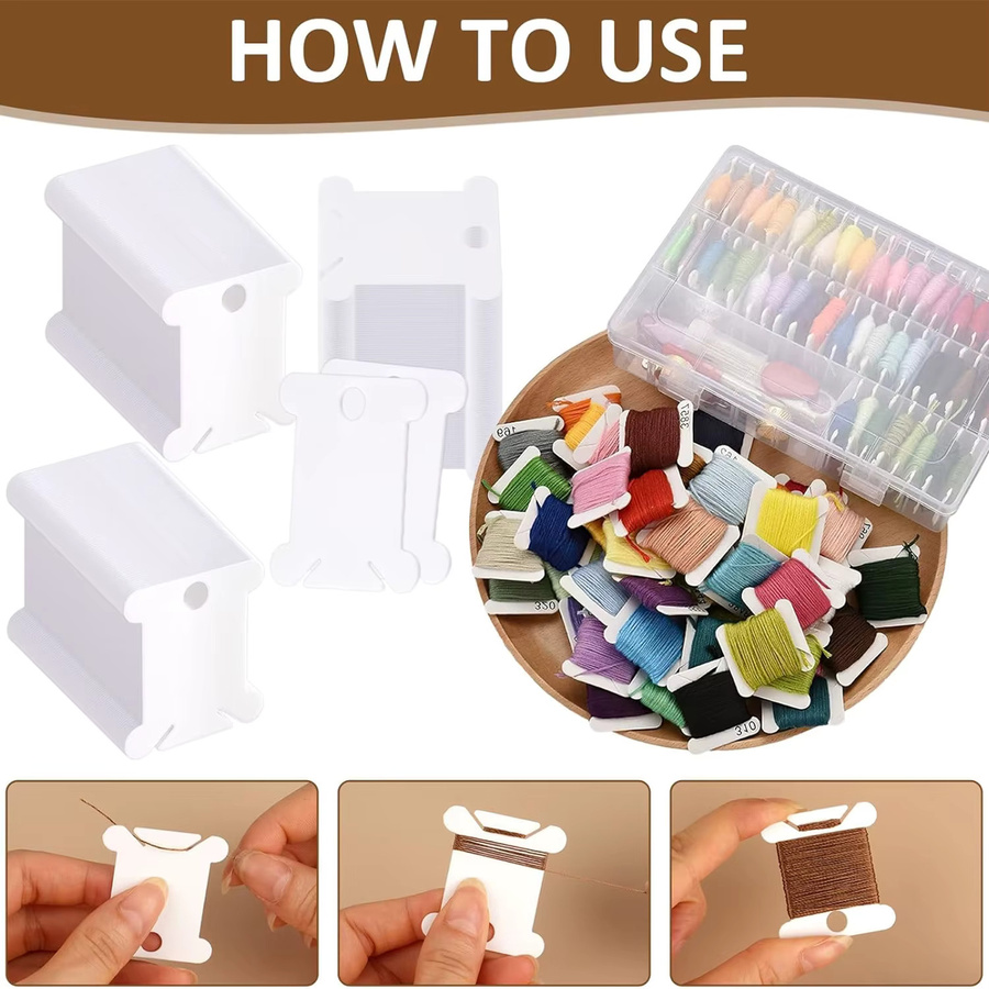 Stickgarn-Organizer-Box-Set aus Kunststoff mit Fächern und Garnspulen zur Aufbewahrung von Nähzubehör - Bild 2
