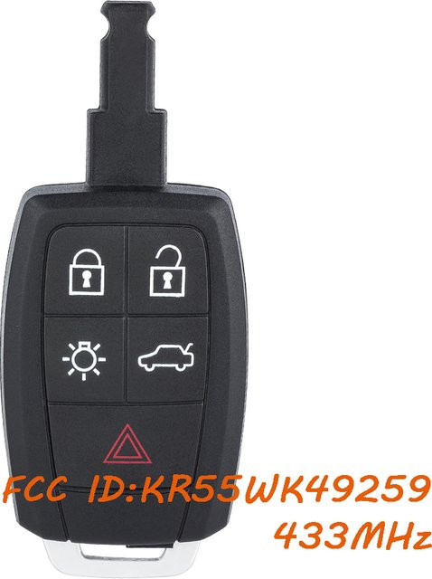 KEYECU ID48 Chip Aftermarket Fernbedienungsschlüssel für Volvo C30 V40 S40 V50 D5 S60 C70 V70 XC90, 433MHz, Schwarz - Bild 1