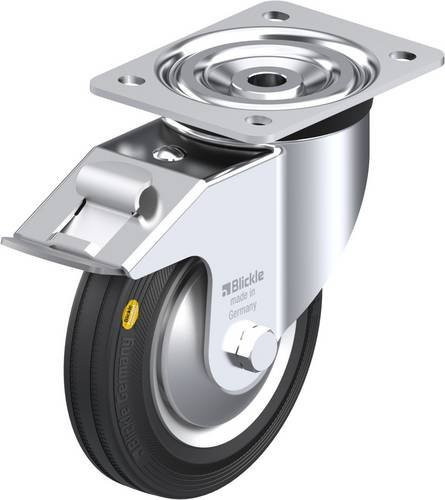 Blickle Lenkrolle 8649 L-RD 162R-FI-FA mit Feststeller, Rad-Durchmesser: 160 mm, Tragfähigkeit: 225 kg, Farbe: Schwarz/Silber, Material: Stahl, verzinkt - Bild 1