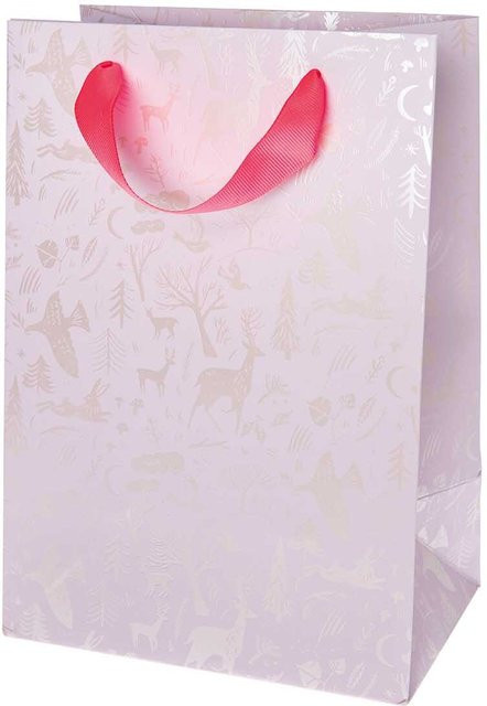 Rico Design Paper Poetry Geschenktüte Nostalgic Christmas Winterwald in Flieder und Rosa, B/T/H: 18 x 12 x 26 cm - Bild 1