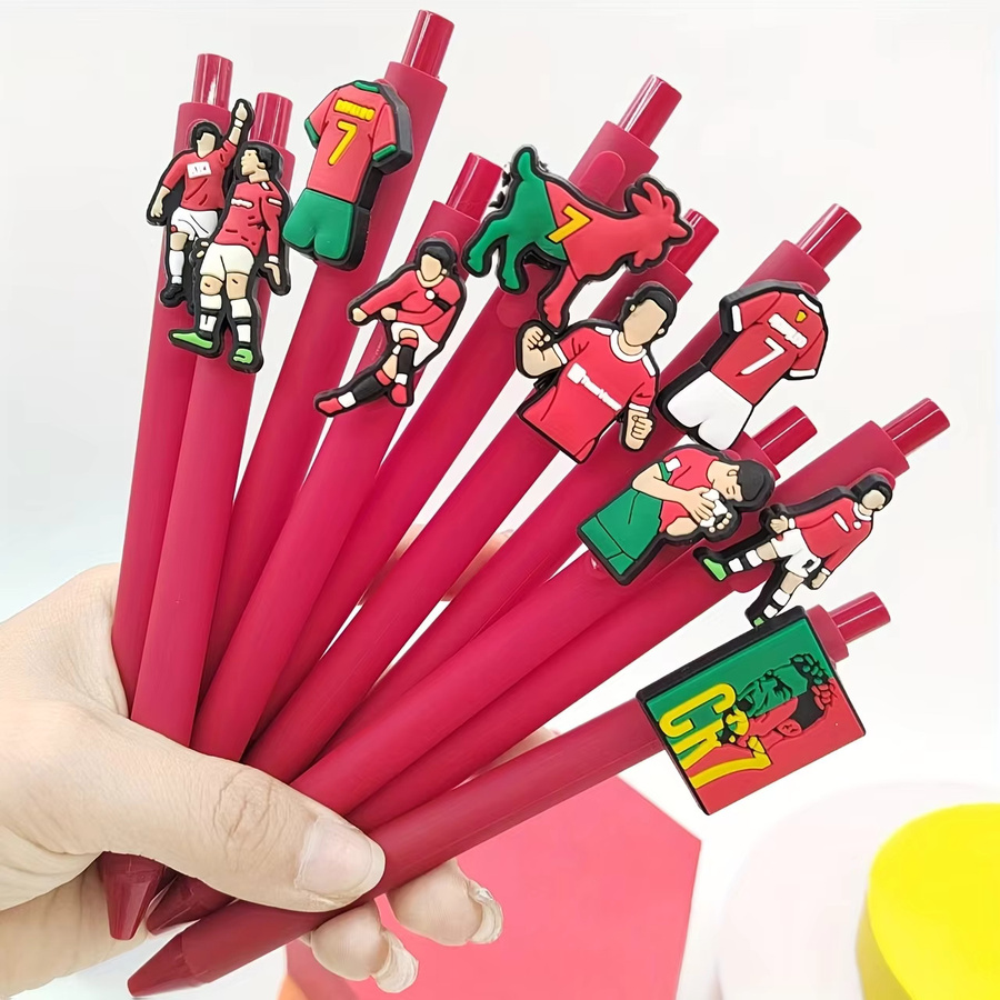 12 Stück Fußball Sport Kugelschreiber mit rotem Serie-Thema und Gel-Tinte in Rot - Bild 2