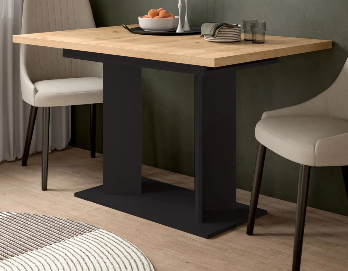 Esstisch Anton von Inn.Furn, ausziehbar, Eiche und Schwarz, Rechteckig - Bild 1