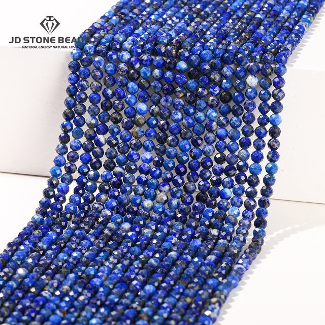 Lapislazuli Perlen, rund, 2-4 mm, 38,1 cm, Naturstein - Bild 1