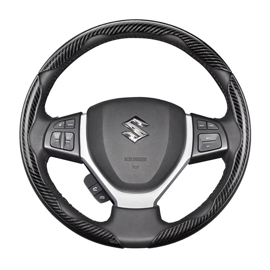Hocasen Lenkradbezug in Carbonfaser-Textur mit segmentiertem Schnellverschluss-Design, Farbe: Schwarz, passend für Suzuki Wagon R, Swift, Ertiga, Brezza, Baleno, Fronx, Dzire, Spacia, Alto, Eeco, Hustler, Grand Vitara, S-Cross und Ignis - Bild 7