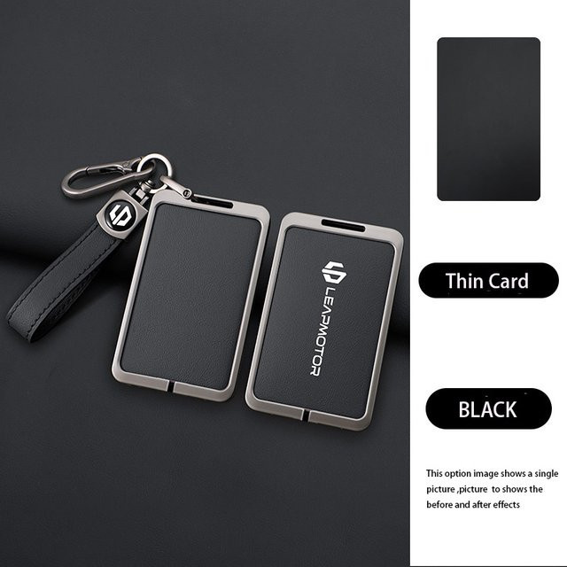 Kychain Schlüsselhülle aus Zinklegierung und Leder für Leapmotor C10 C11 C16 mit NFC-Funktion, Schwarz - Bild 1