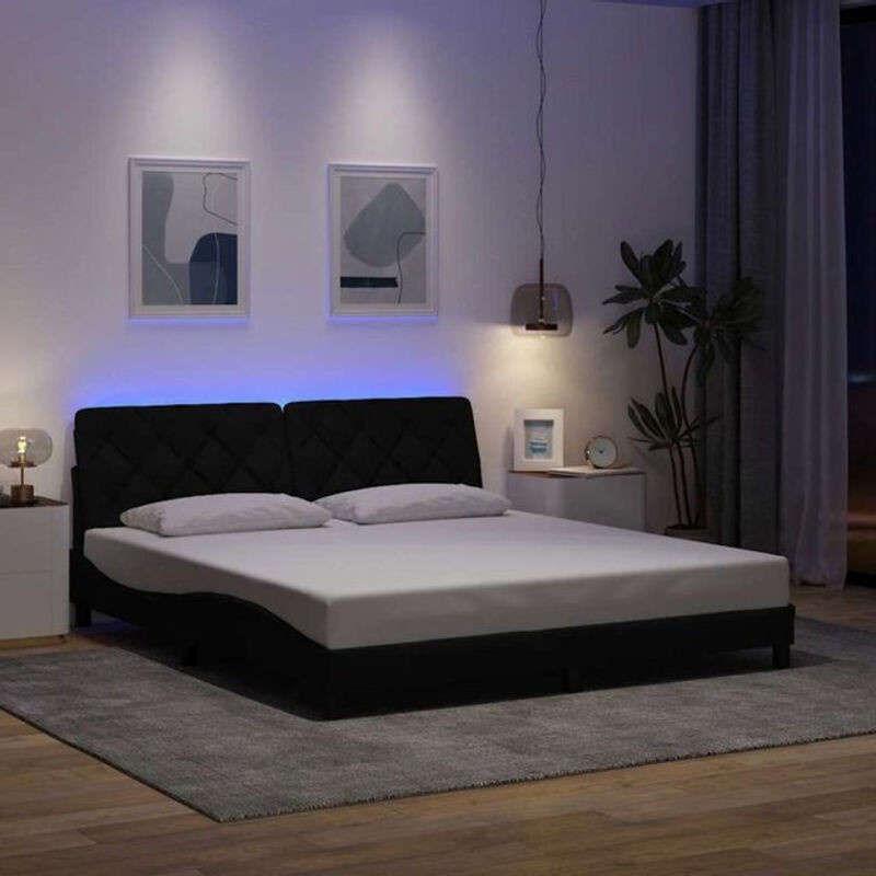 vidaxl Polsterbett mit LED in Schwarz B/T/H: 180 x 200 x 185 cm - Bild 1