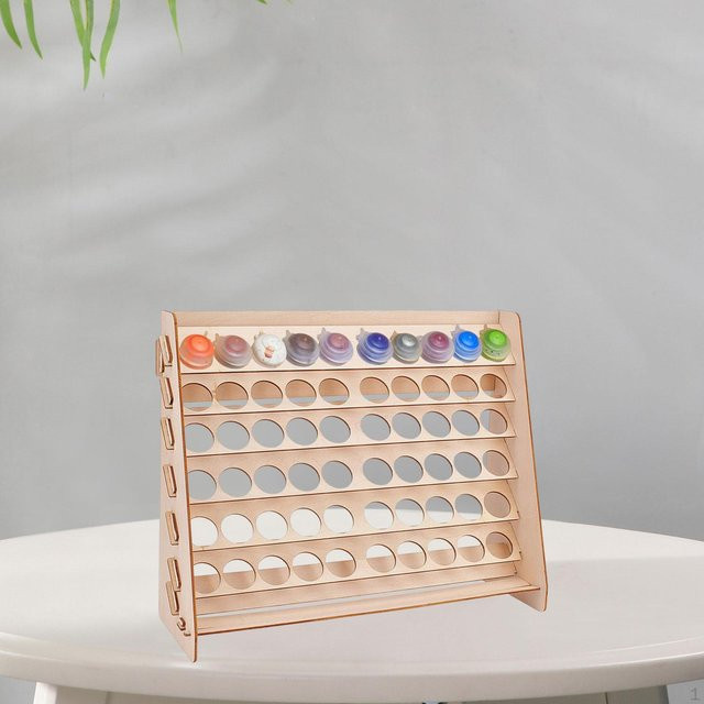 Deals2019ing Bastelfarben Flaschen Organizer aus Holz in Beige, Platzsparendes Rack für Künstler und Hobbyisten, B/T/H: 35,0 x 27,0 x 12,0 cm - Bild 1