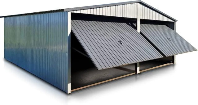 Liderstal Doppelgarage Premium aus Aluminium mit Seitengiebel und Schwingtor in Graphitgrau B: 600 cm, T: 500 cm, H: 270 cm - Bild 1