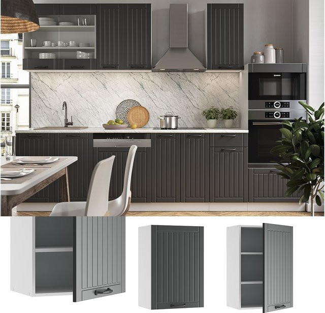 Vicco Hängeschrank Fame-Line Landhaus Küchenschrank Anthrazit/Weiß Breite: 50 cm - Bild 1