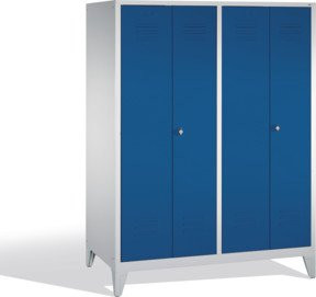 C+P Doppelspind Classic Garderobe mit 4 Abteilen, Front Enzianblau und Korpus Lichtgrau, H: 185 cm, B: 159 cm, T: 50 cm - Bild 1