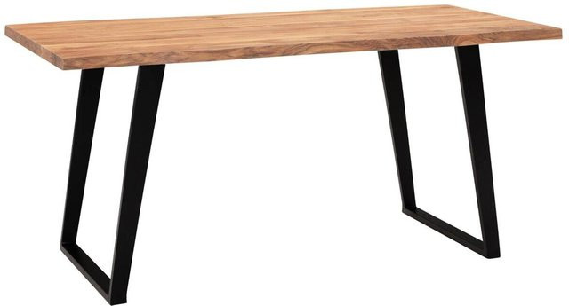Wohnling Schreibtisch aus Akazie und Metall in Braun mit Live Edge Design B/H/T: 200 x 76 x 100 cm - Bild 1