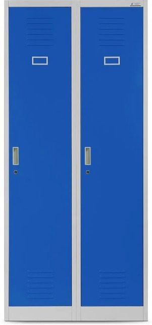 Jan Nowak Kleiderspind Kacper mit 4 Fächern aus Stahl in Grau-Blau, Höhe: 180 cm, Breite: 80 cm, Tiefe: 50 cm - Bild 1