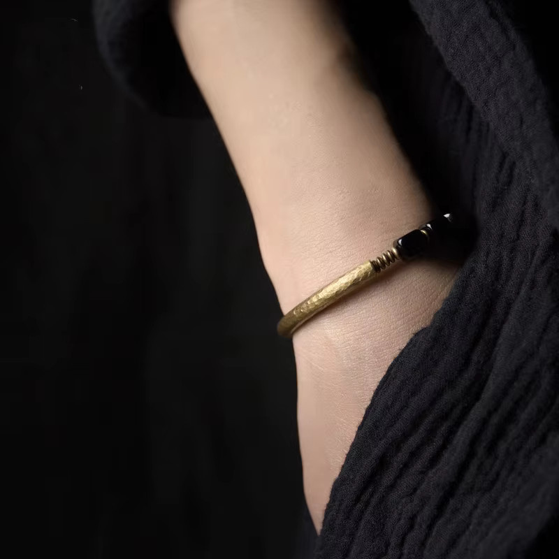 reikinn Armband, Messing, Gold, Obsidian, Unisex - Bild 2