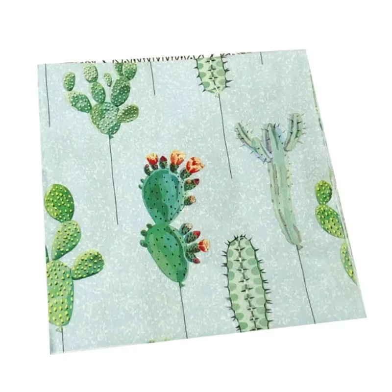 GUANYAO Papier Servietten mit Kaktus und floralem Design, bunt, 20er Paket, Breite: 33 cm - Bild 2