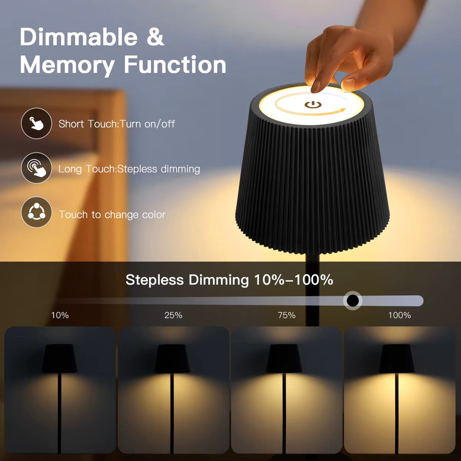 MALITAI LED Tischlampe als Weinflaschen-Vasen-Basis, dimmbar und wiederaufladbar, modernes Design für Esszimmer oder Home Office, Höhe: 29,5 cm, Breite: 10,8 cm, Tiefe: 10,8 cm - Bild 3