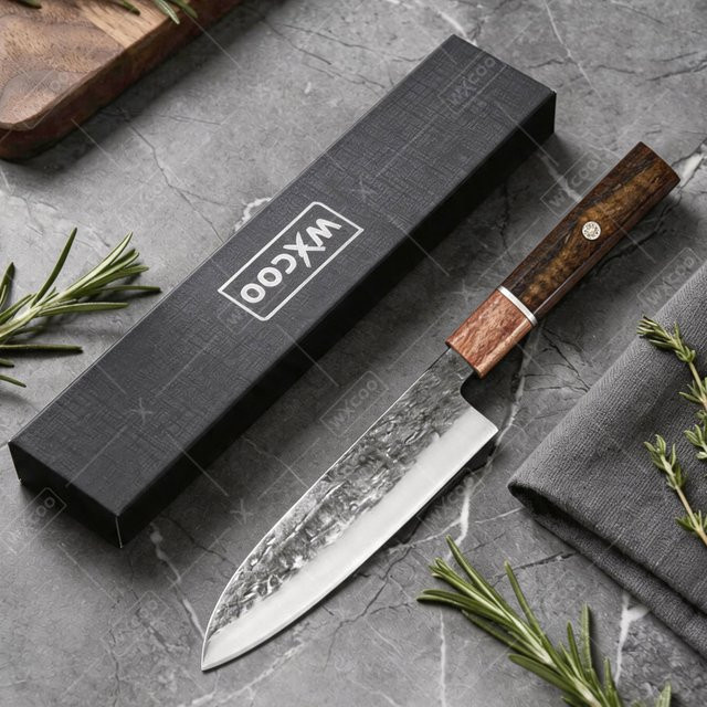 WXCOO Handgeschmiedetes Santoku Japanisches Kochmesser aus Holz mit Schutzhülle - Bild 1