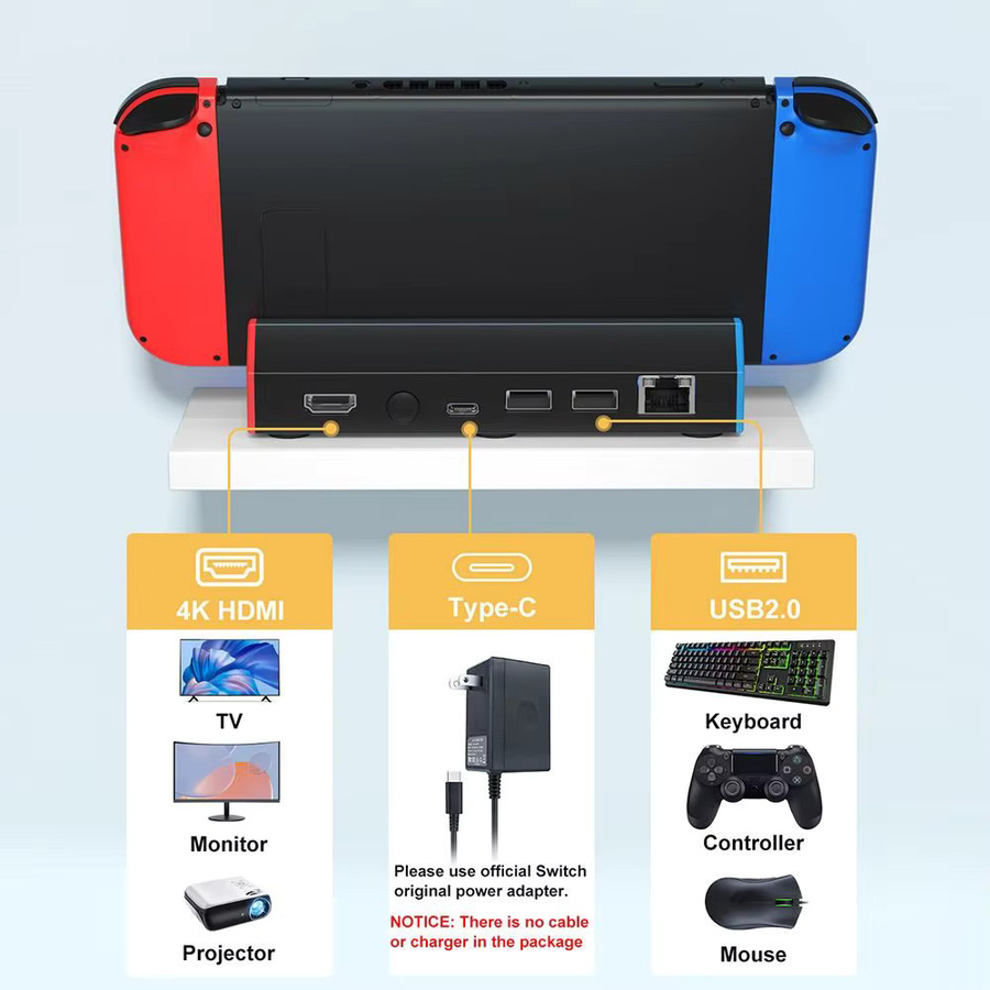 Tragbare USB-C-Dockingstation für Nintendo Switch und Switch OLED, 4K@120Hz HDMI-Adapter in Schwarz - Bild 3