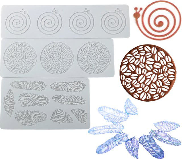 SHENHONG Silikon Matte in Weiß für Dessert Dekoration mit Schnecken Kaffeebohnen oder Federn Design - Bild 1
