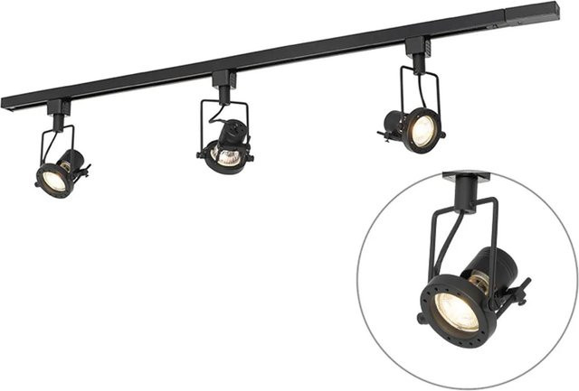 QAZQA Schienensystem Sulux mit 3 dimmbaren Spots, 1-phasig, Schwarz - Bild 1
