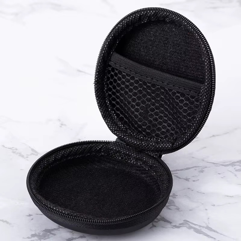 2 Stück vaiquela Kopfhörer-Aufbewahrungsbox aus PU Leder, tragbare Mini Hartschalen-Tasche für Kopfhörer, Zubehör, Ohrhörer, Speicherkarten und USB-Kabel in Schwarz - Bild 4
