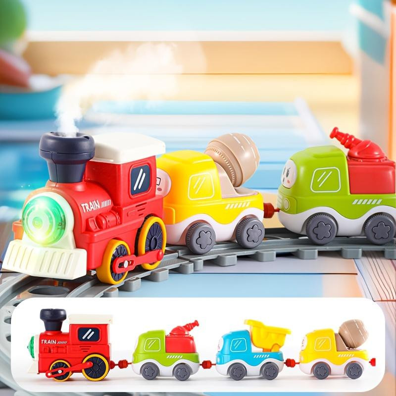 Yiran toy Dampfzug Baustellenfahrzeug Schienenauto mit Licht und Musik ab 3 Jahren - Bild 2