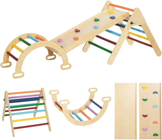AIYAPLAY 5 in 1 Klettergerüst Set mit Rutsche Kletterdreieck, ab 1,5 Jahre - Bild 1