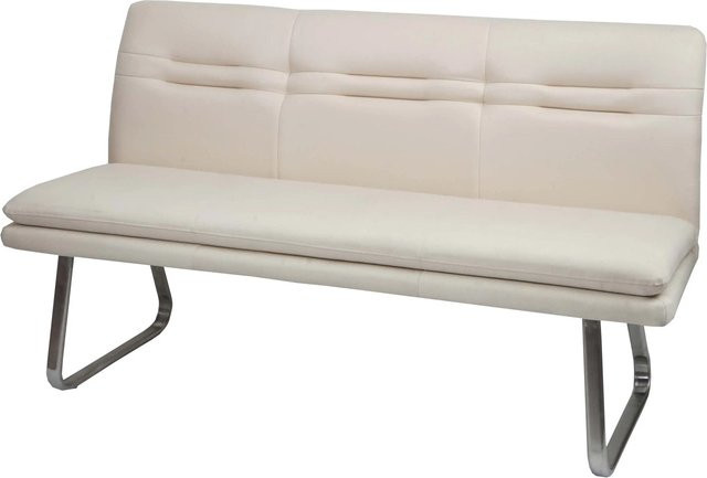 BERLINLODGE Sitzbank Modern in Creme-Beige mit Rückenlehne aus Stoff und Edelstahl Gebürstet, B/T/H: 160 x 90 x 58 cm, Sitzhöhe: 49 cm - Bild 1