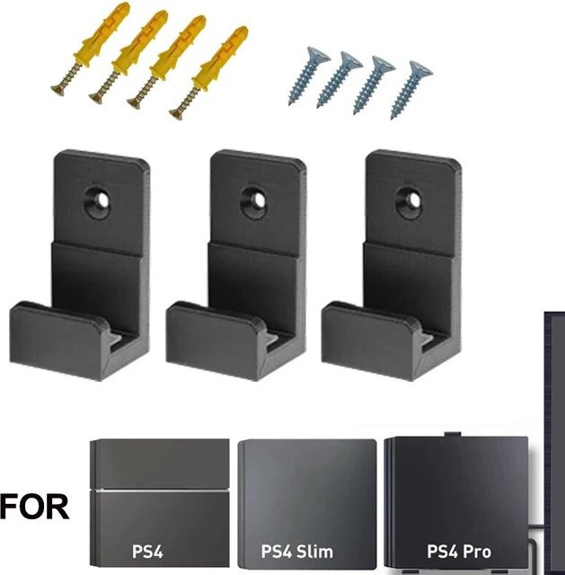 TECTINTER 3er Set Wandhalterung für PS4, PS4 Pro und PS4 Slim in Schwarz - Bild 1