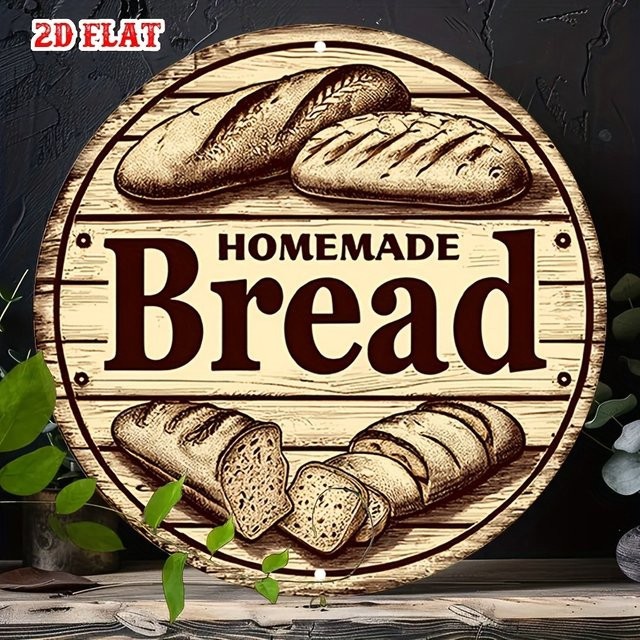 Potdemiel Vintage-Metallschild rund mit Brot-Illustrationen Durchmesser: 20 cm - Bild 1