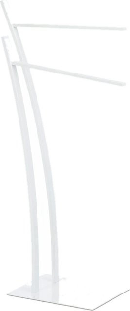 Relaxdays Handtuchständer aus Stahl, zweiarmig und freistehend, Weiß, Höhe: 88 cm, Breite: 43 cm, Tiefe: 24 cm - Bild 1